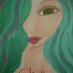 She...- Original Painting with acrylics and watercolours on canvas